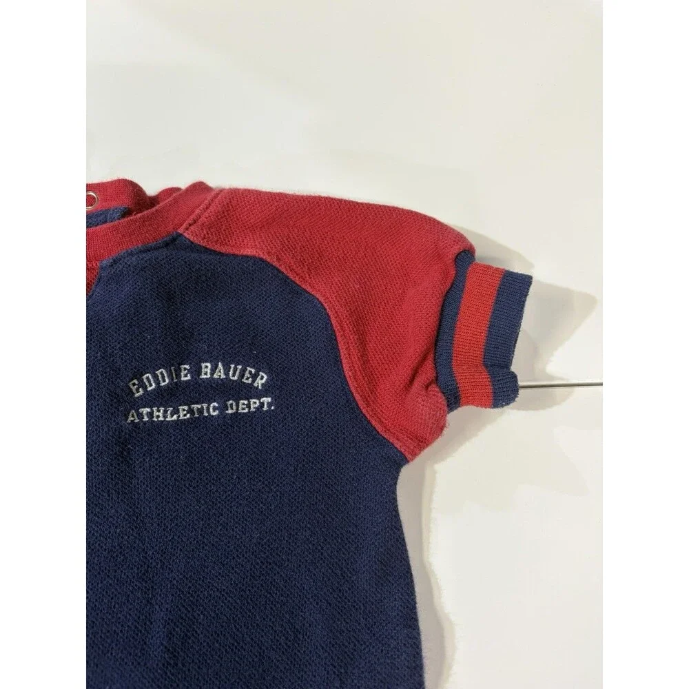 Vintage 90’s Eddie Bauer Blue Red Cotton One-Piece Romper 3-6 Months